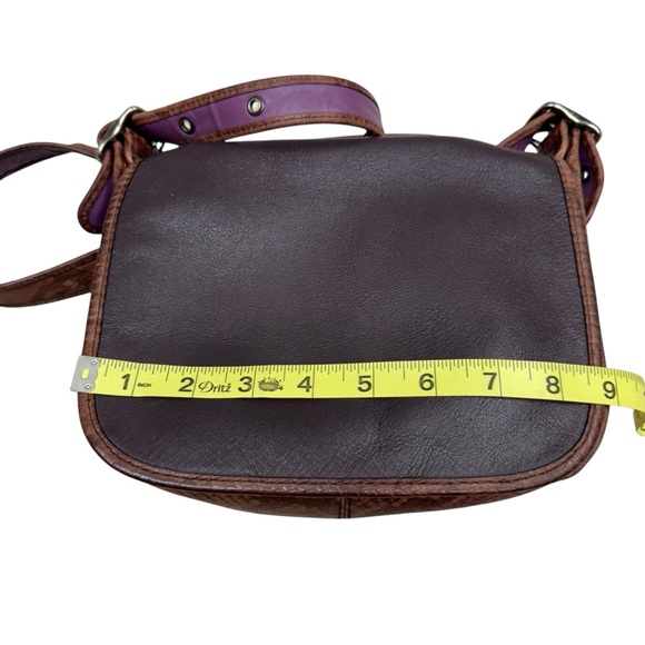 Coach Patricia Saddle Bag Python Embossed Flap Brown Leather Crossbody D1780 - Picture 10 of 15